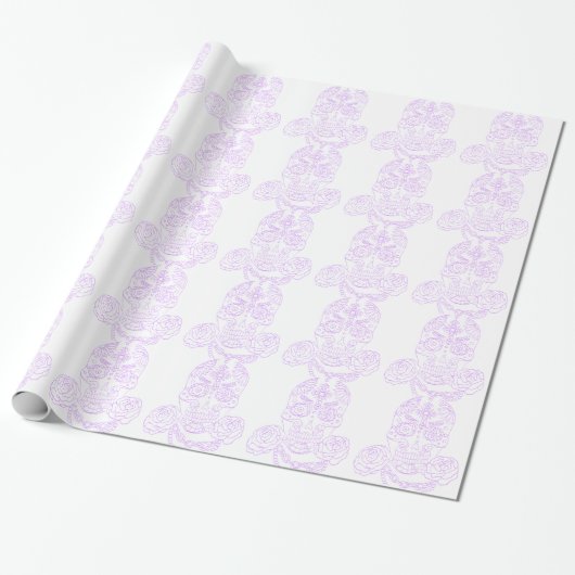 Steampunk Sugar Skull-Violet Overzicht Cadeaupapier (Uitgerold)