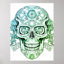 Steampunk Suiker Schedel Teken Kunst voor Volwasse Poster