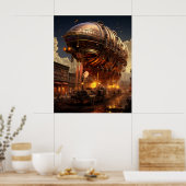 Steampunk Sunset Boulevard: Zeppelin Street Parade Poster (Keuken)
