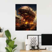 Steampunk Sunset Boulevard: Zeppelin Street Parade Poster (Thuiskantoor)