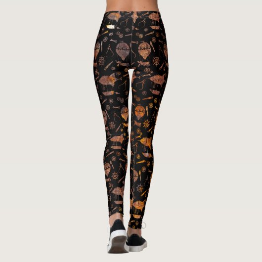 Steampunk Super Colorful Rusty Airships Leggings (Achterkant)