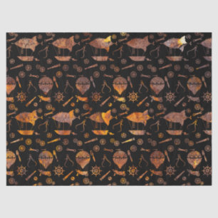 Steampunk Super Colorful Rusty Airships Tissuepapier