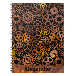 Steampunk Super Colorful Rusty Gears Aangepaste na Notitieboek