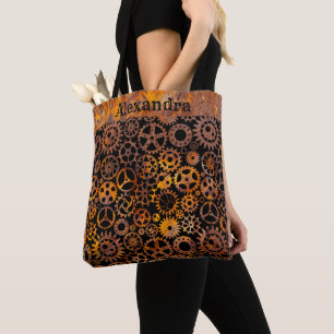 Steampunk Super Colorful Rusty Gears Aangepaste na Tote Bag