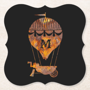 Steampunk Super Colorful Rusty Hot Air ballon Kartonnen Onderzetters