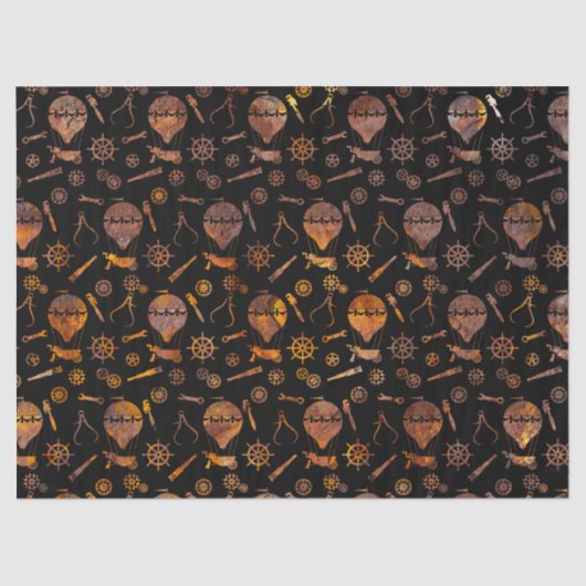 Steampunk Super Colorful Rusty Hot Air-ballonnen Tissuepapier (Voorkant)