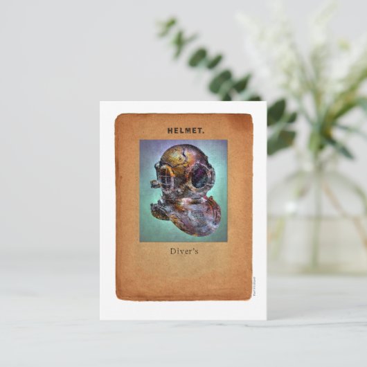 Steampunk Surrealisme - Duikershelm Briefkaart (Staand voorkant)