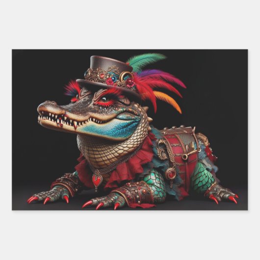 Steampunk Swamp Alligators Decoupage Inpakpapier Vel (Voorkant 3)