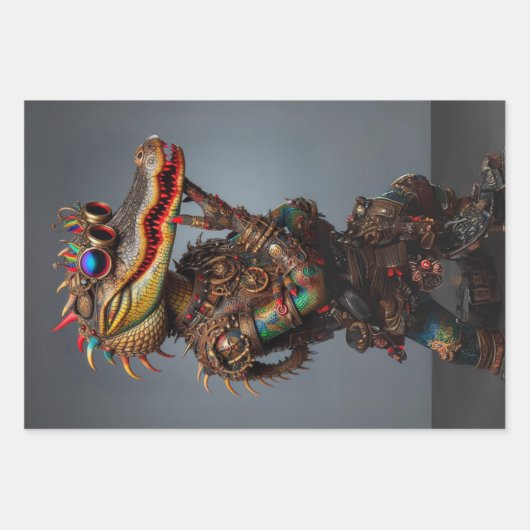 Steampunk Swamp Alligators Decoupage Inpakpapier Vel (Voorkant 2)