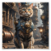 Steampunk Tabby Cat Foto Afdruk (Voorkant)