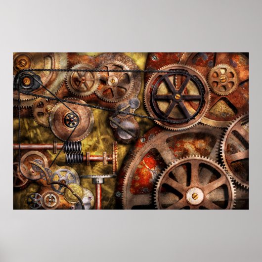 Steampunk - tandwielen - Binnenwerken Poster (Voorkant)