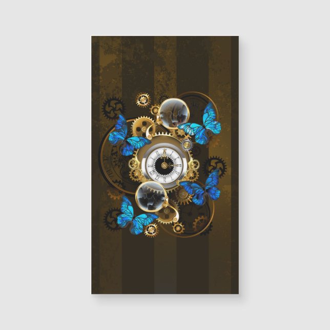 Steampunk tandwielen en blauwe vlinders (Voorkant)