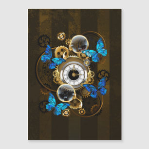 Steampunk tandwielen en blauwe vlinders