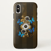 Steampunk tandwielen en blauwe vlinders Case-Mate iPhone case (Achterkant)