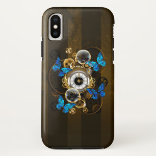 Steampunk tandwielen en blauwe vlinders Case-Mate iPhone case