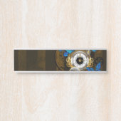 Steampunk tandwielen en blauwe vlinders deurbordje (Voorkant)