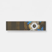 Steampunk tandwielen en blauwe vlinders deurbordje (Voorkant)