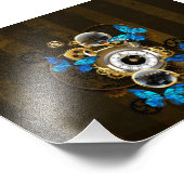 Steampunk tandwielen en blauwe vlinders foto afdruk (Hoek)