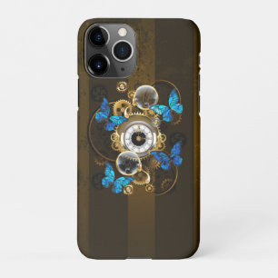 Steampunk tandwielen en blauwe vlinders iPhone 11Pro hoesje