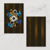 Steampunk tandwielen en blauwe vlinders kortingskaartje (Voorkant / Achterkant)