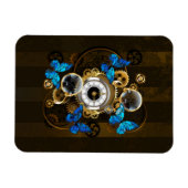 Steampunk tandwielen en blauwe vlinders magneet (Horizontaal)