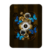Steampunk tandwielen en blauwe vlinders