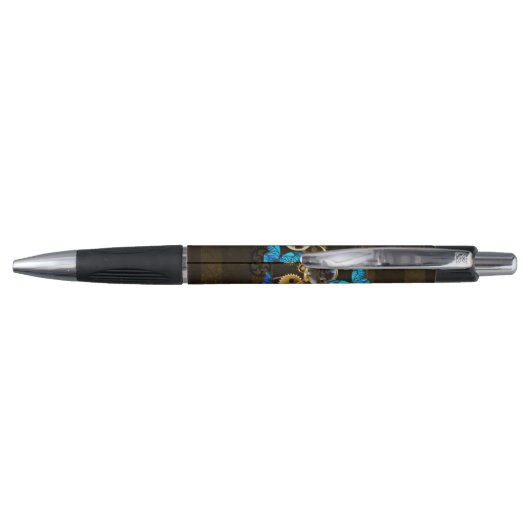 Steampunk tandwielen en blauwe vlinders pen (Achterkant)