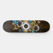 Steampunk-tandwielen en blauwe vlinders persoonlijk skateboard (Horizontaal)