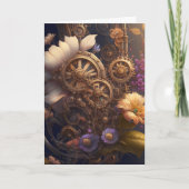 Steampunk Tandwielen en Bloemen | Gewoon Gezegde H Kaart (Voorkant)