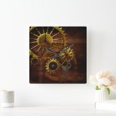 Steampunk tandwielen en pijpen vierkante klok (Huis)