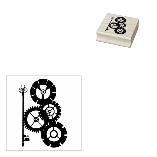 Steampunk-tandwielen en -sleutels rubberstempel (Gestempeld)