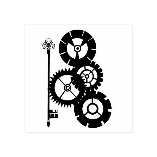 Steampunk-tandwielen en -sleutels rubberstempel (Afrduk)