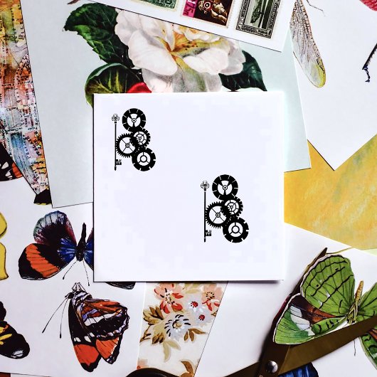 Steampunk-tandwielen en -sleutels rubberstempel