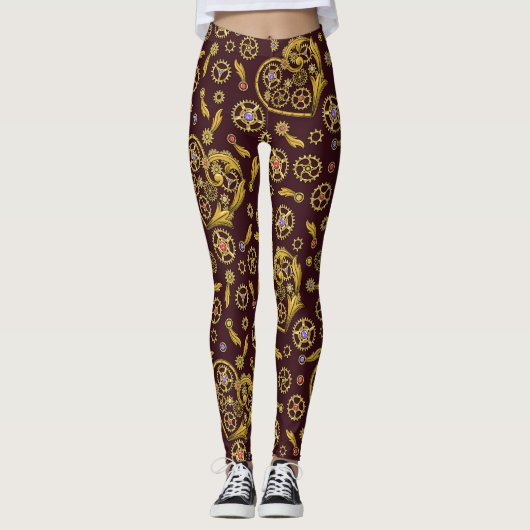 Steampunk Tandwielen Hart Leggings (Voorkant)
