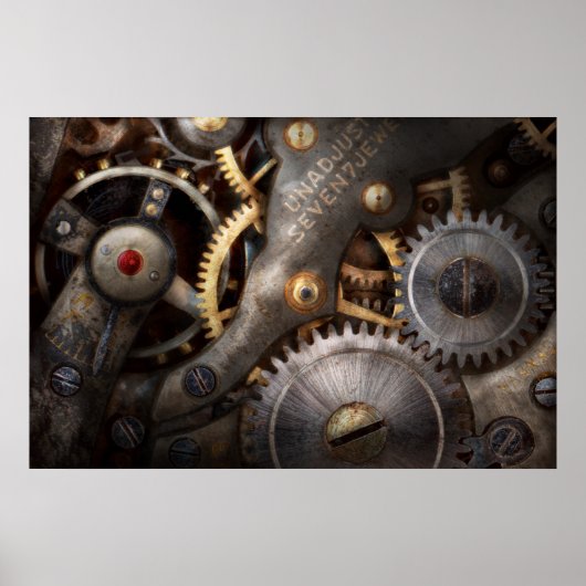 Steampunk - Tandwielen - Horologie Poster (Voorkant)