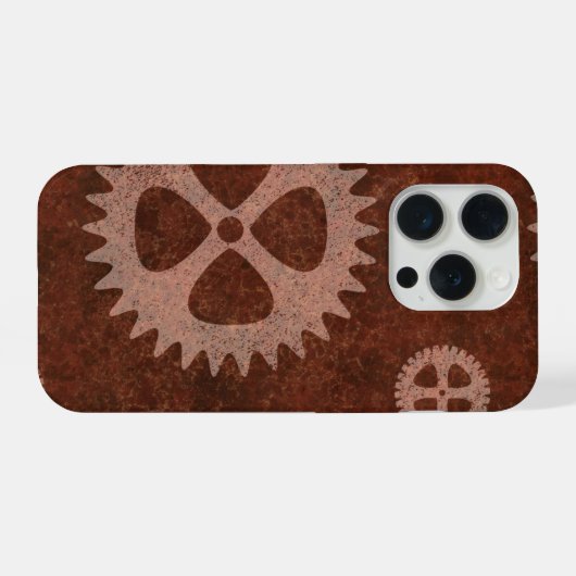 Steampunk Tandwielen iPhone Hoesje 15 Pro Case (Achterkant horizontaal)