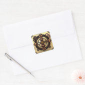Steampunk tandwielen koper en goud metaal kunst vierkante sticker (Envelop)