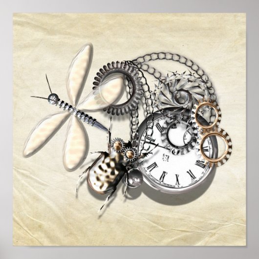 Steampunk tandwielen Mechanische sneden Poster (Voorkant)