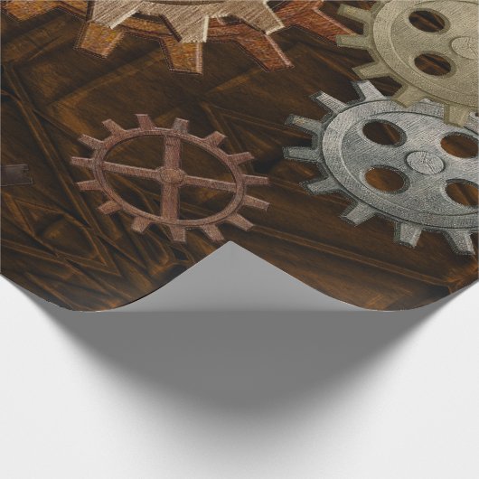 Steampunk-tandwielen op een visueel ontwerp met ki cadeaupapier (Hoek)