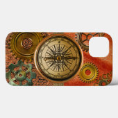 Steampunk-tandwielen op metallisch en leder-vormig Case-Mate iPhone case (Achterkant (horizontaal))