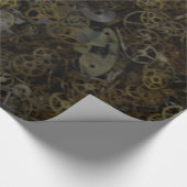 Steampunk tandwielen, tandraderen, horlogedelen pa cadeaupapier (Hoek)