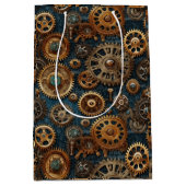 Steampunk tandwielpatroon medium cadeauzakje (Voorkant)