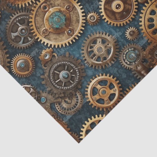 Steampunk tandwielpatroon tissuepapier (Detail)