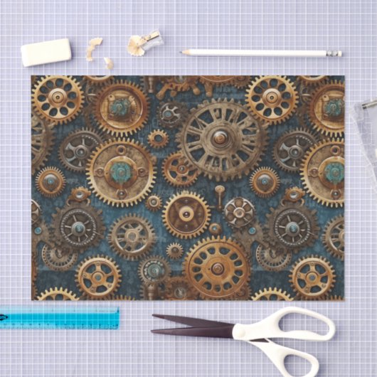 Steampunk tandwielpatroon tissuepapier (Craft)