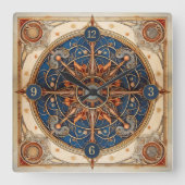 Steampunk Tarot Star Pattern#2 ID1081 Vierkante Klok (Voorkant)