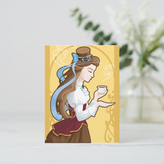 Steampunk Tea Time Briefkaart (Staand voorkant)