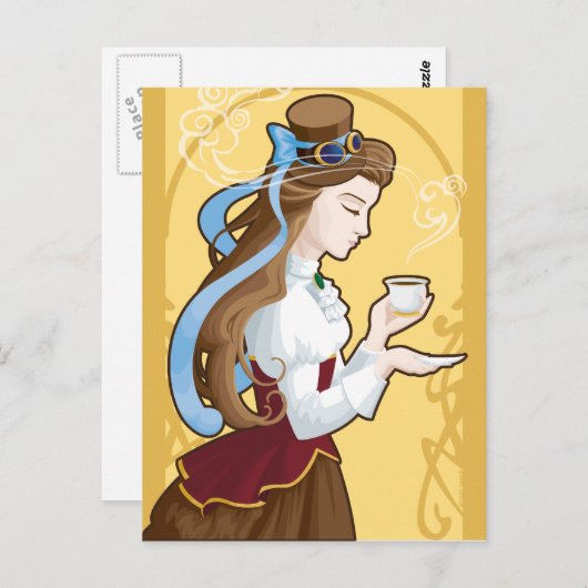 Steampunk Tea Time Briefkaart (Voorkant / Achterkant)