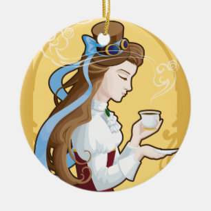 Steampunk Tea Time Keramisch Ornament