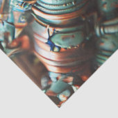 Steampunk Teal Oranje Hagedis Decoupage Tissuepapier (Detail)