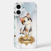 Steampunk Tech Cat Music Lover Custom Name Case-Ma Case-Mate iPhone Case (Achterkant)